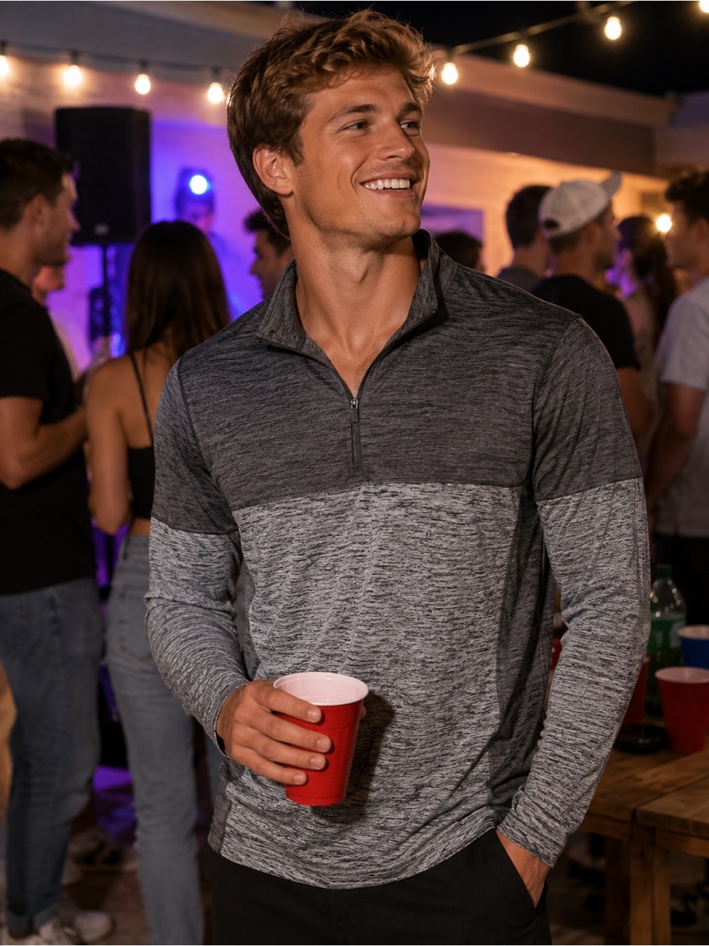 Marc Anthony Men’s Heathered Charcoal Quarter-Zip Sweater